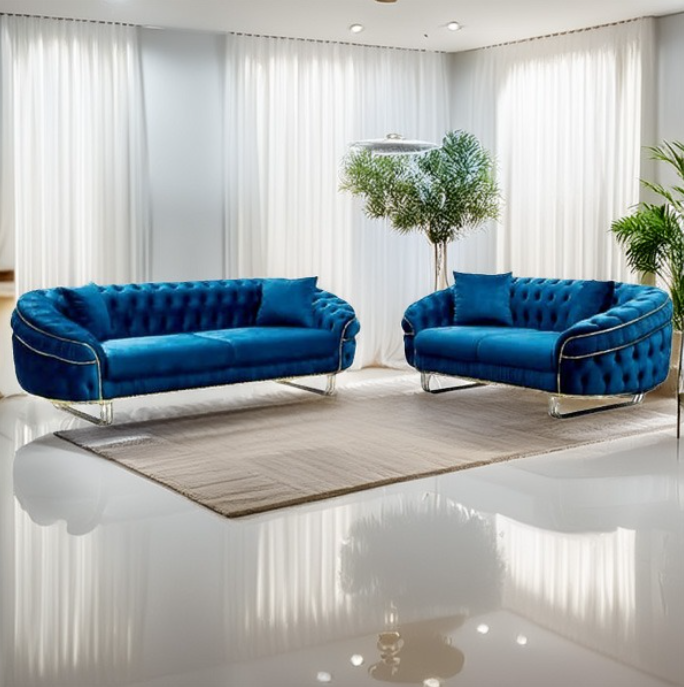 Camden Chesterfield Blue 3+2 Sofa Set