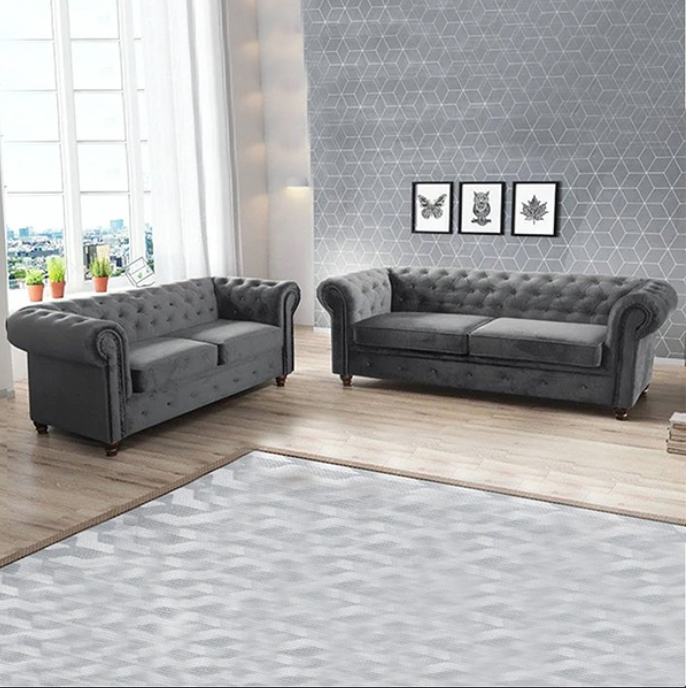 HERO CHESTERFIELD GREY 3+2 SOFA