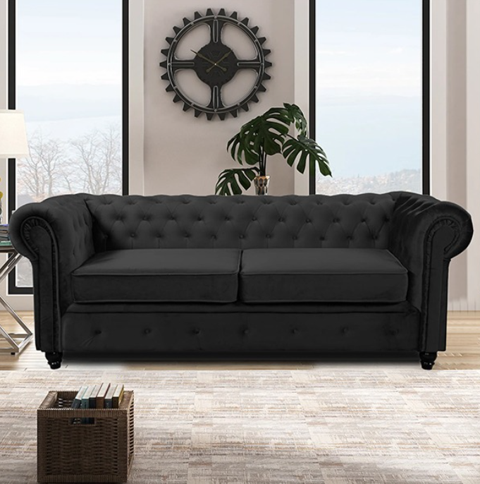 HERO CHESTERFIELD BLACK 3+2 SEATER SOFA