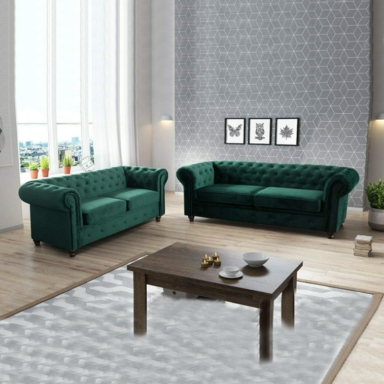 HERO CHESTERFIELD GREEN 3+2 SEATER SOFA