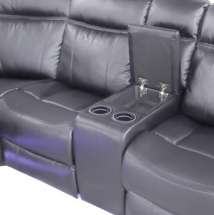 Recliner Corner Sofa Grey With Led Lights