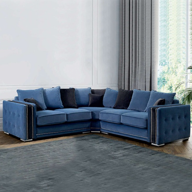 Finchley Blue/Black Corner Sofa