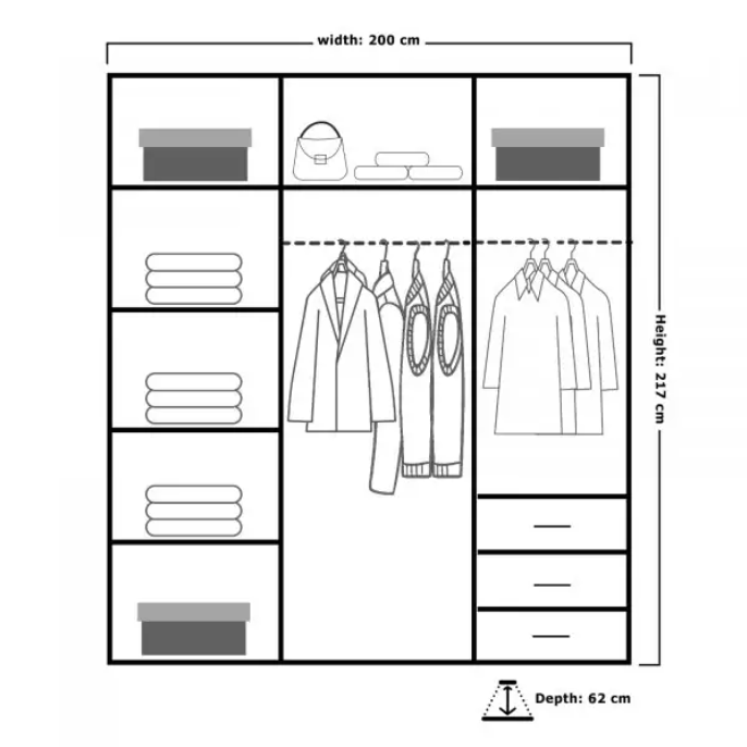LATVIA VOTAN WHITE SLIDING WARDROBE 200/250cm
