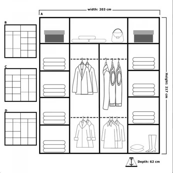 MOON WARDROBE 150cm/203cm