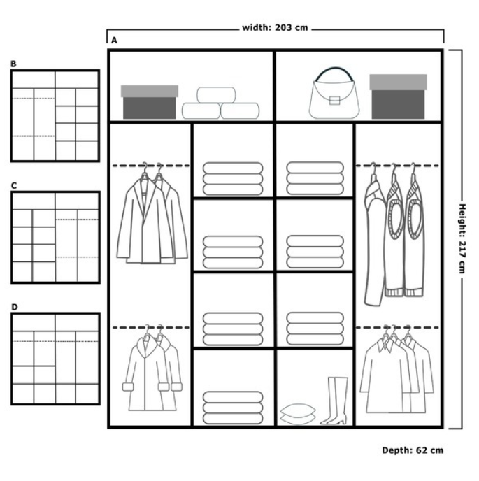 PESTO WARDROBE 150/203/250cm